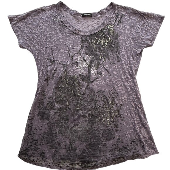 Vtg Y2K Eyeshadow Burnout Top Womens Sz L Distressed Purple Grunge Festival Rave - Picture 3 of 10